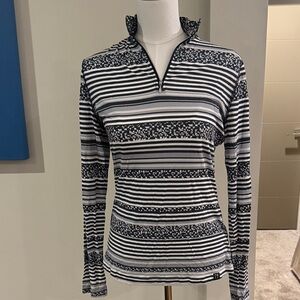 Neve Black and White Striped Women's Long Sleeve Base layer